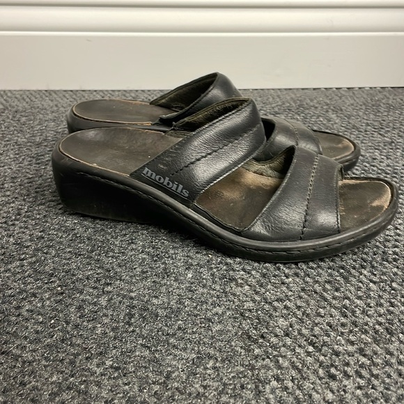 Mephisto Mobils Sandals Black Comfy Slide Wedge Womens Size Eu 39/ US 9 - Picture 1 of 5